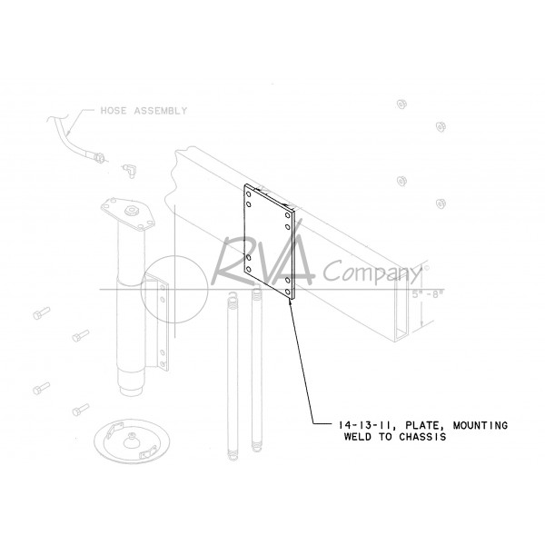 J014-13-11 - 22.5-32 Jack Front Mounting Plate, Welded to Frame (Front Jack)